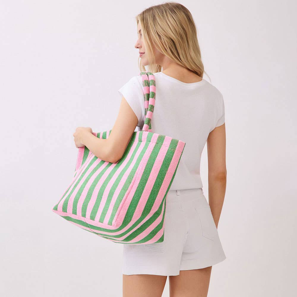 striped terry tote bag