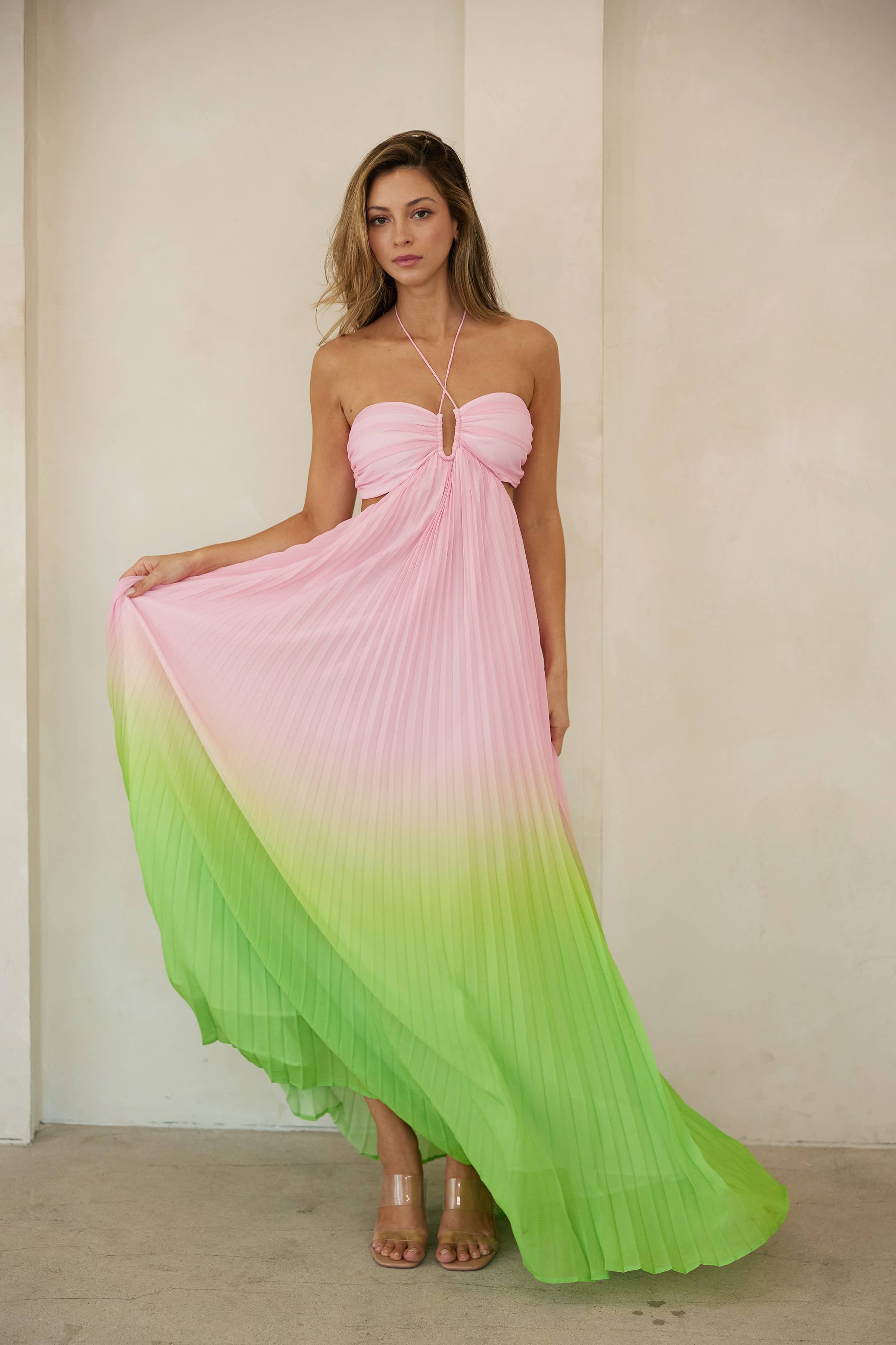 ombre maxi halter dress