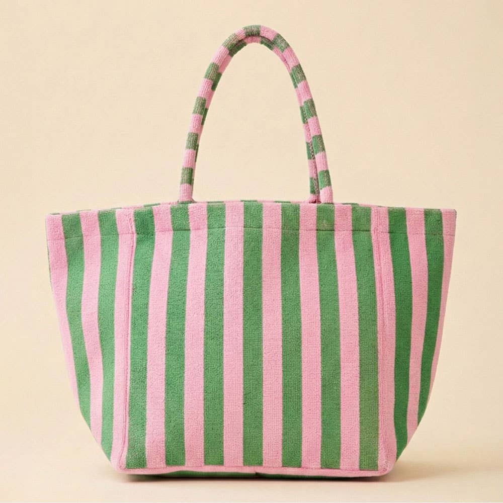 striped terry tote bag