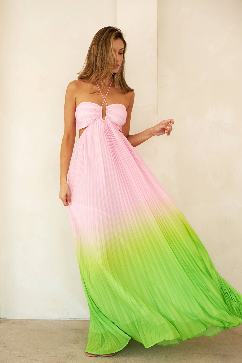 ombre maxi halter dress