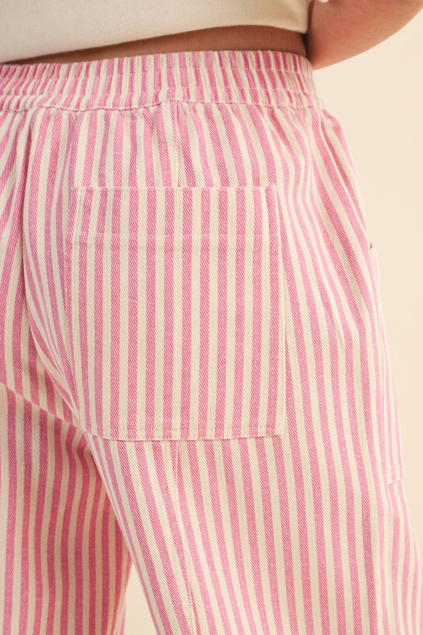 striped wide leg drawstring pants