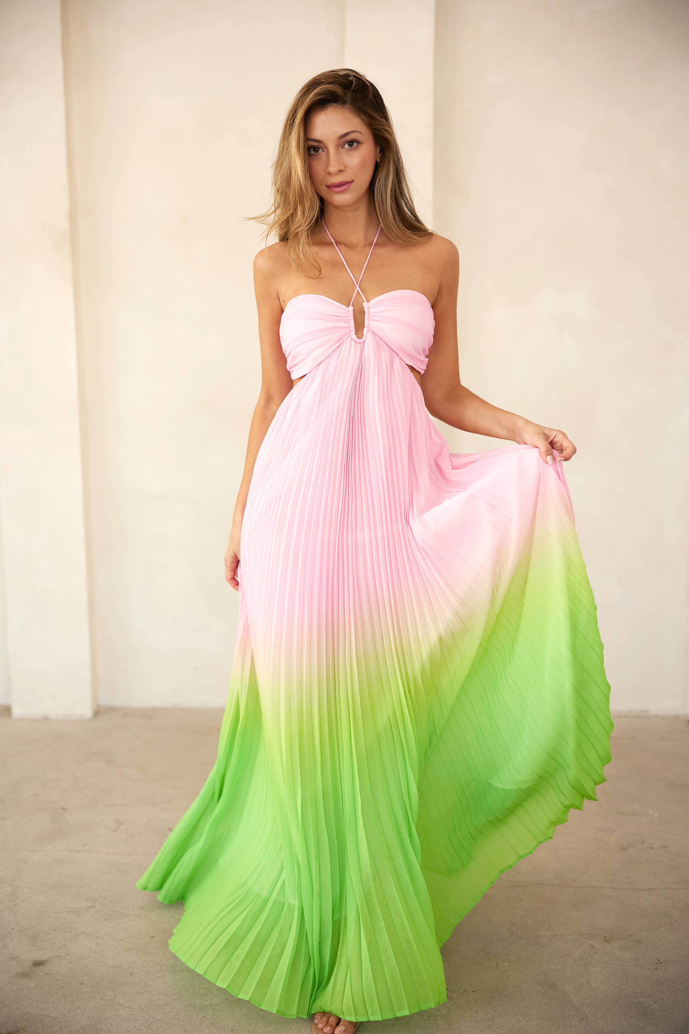 ombre maxi halter dress