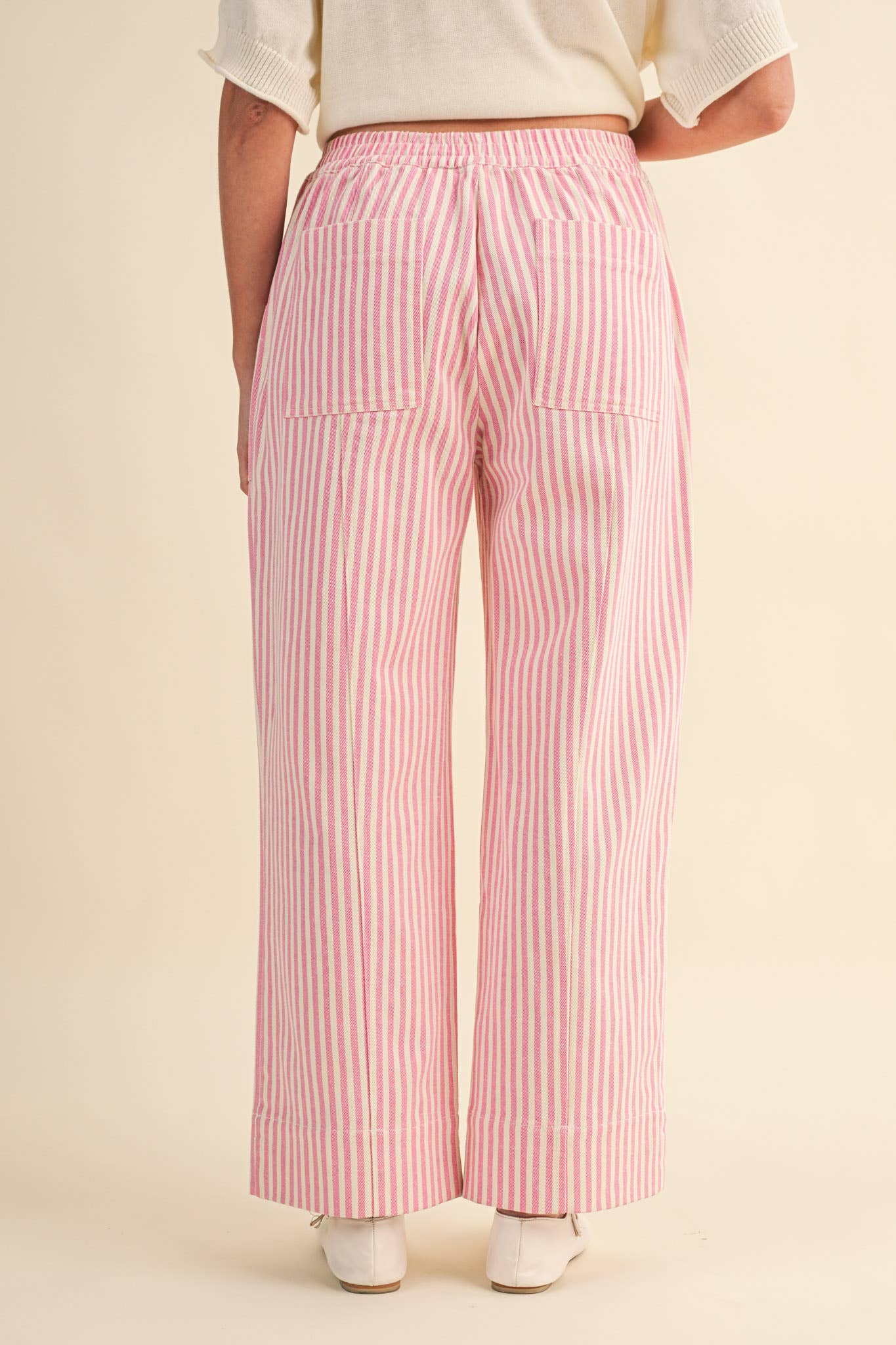 striped wide leg drawstring pants