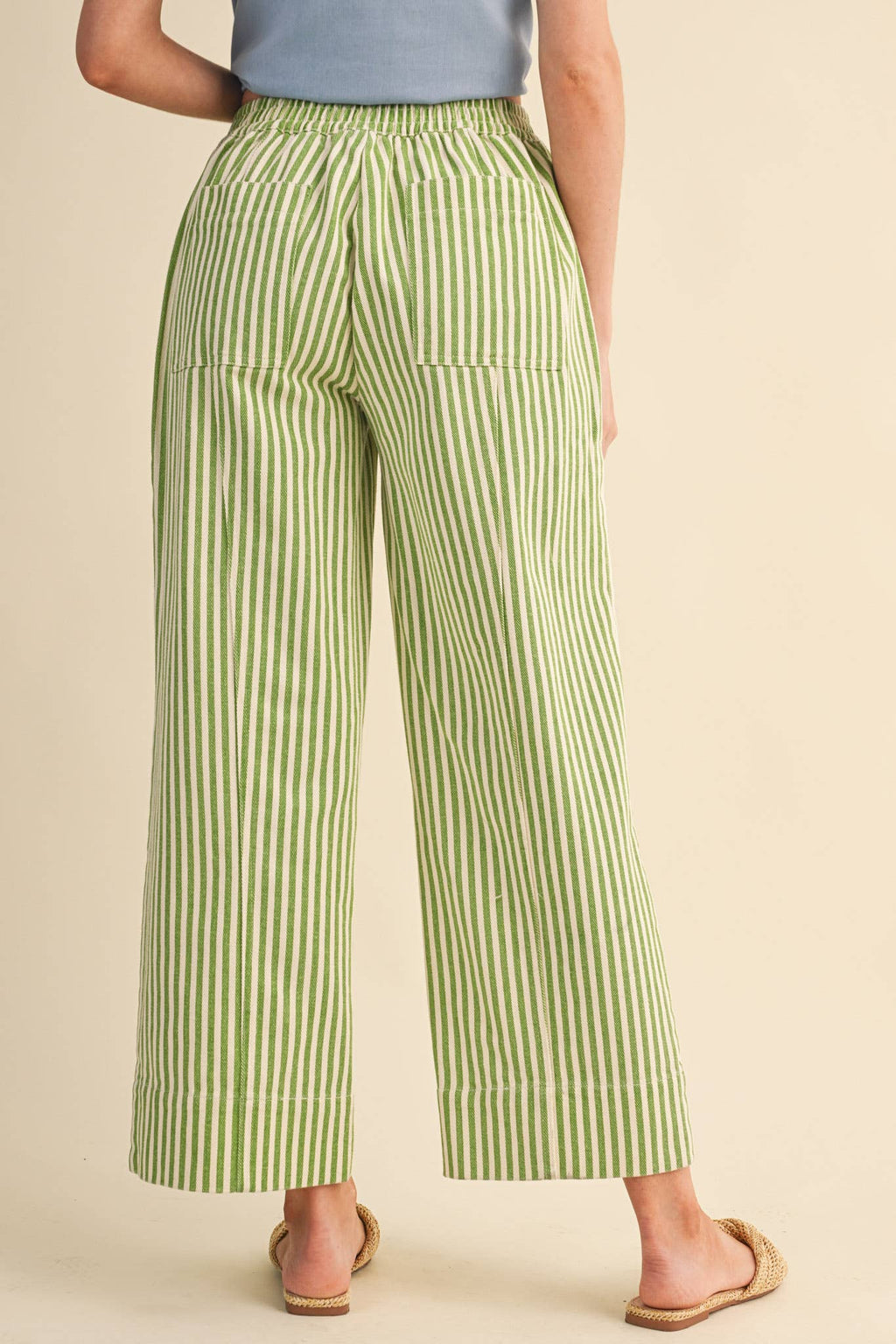 striped wide leg drawstring pants