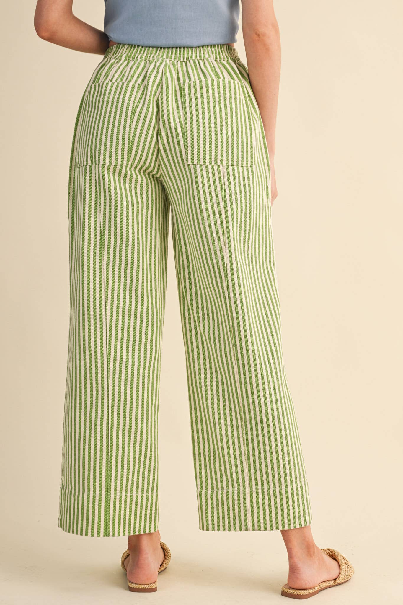 striped wide leg drawstring pants