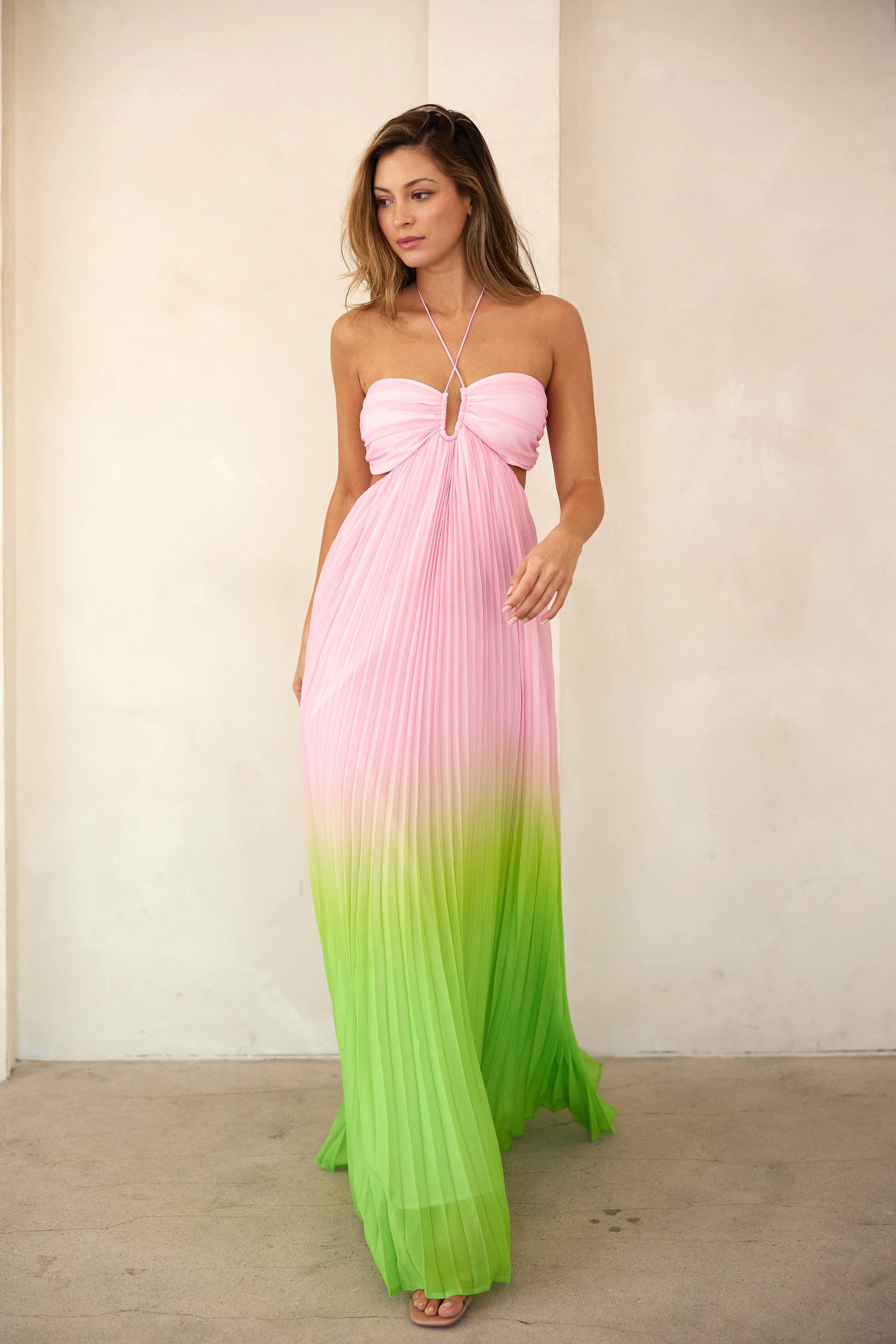 ombre maxi halter dress