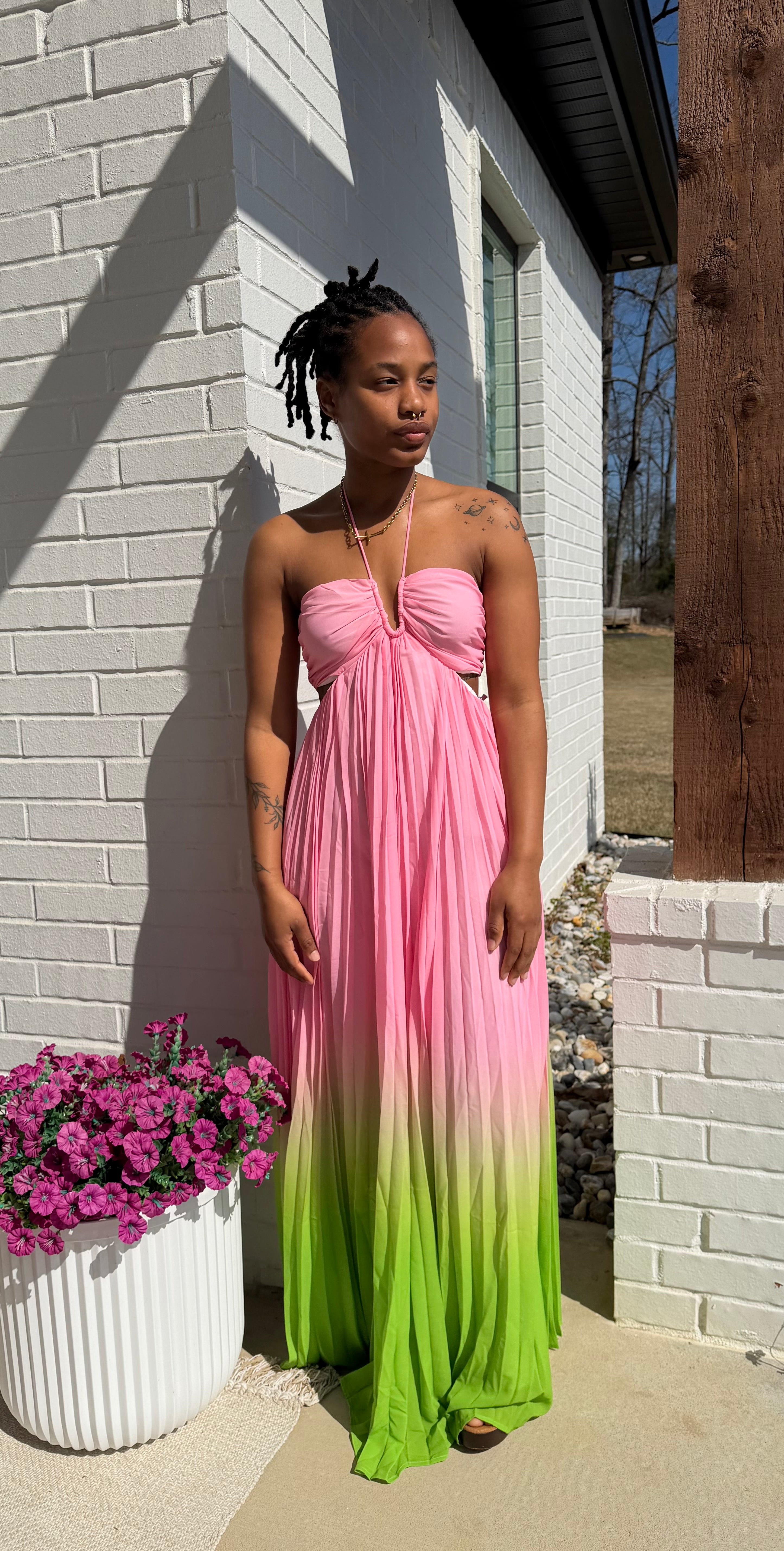 ombre maxi halter dress