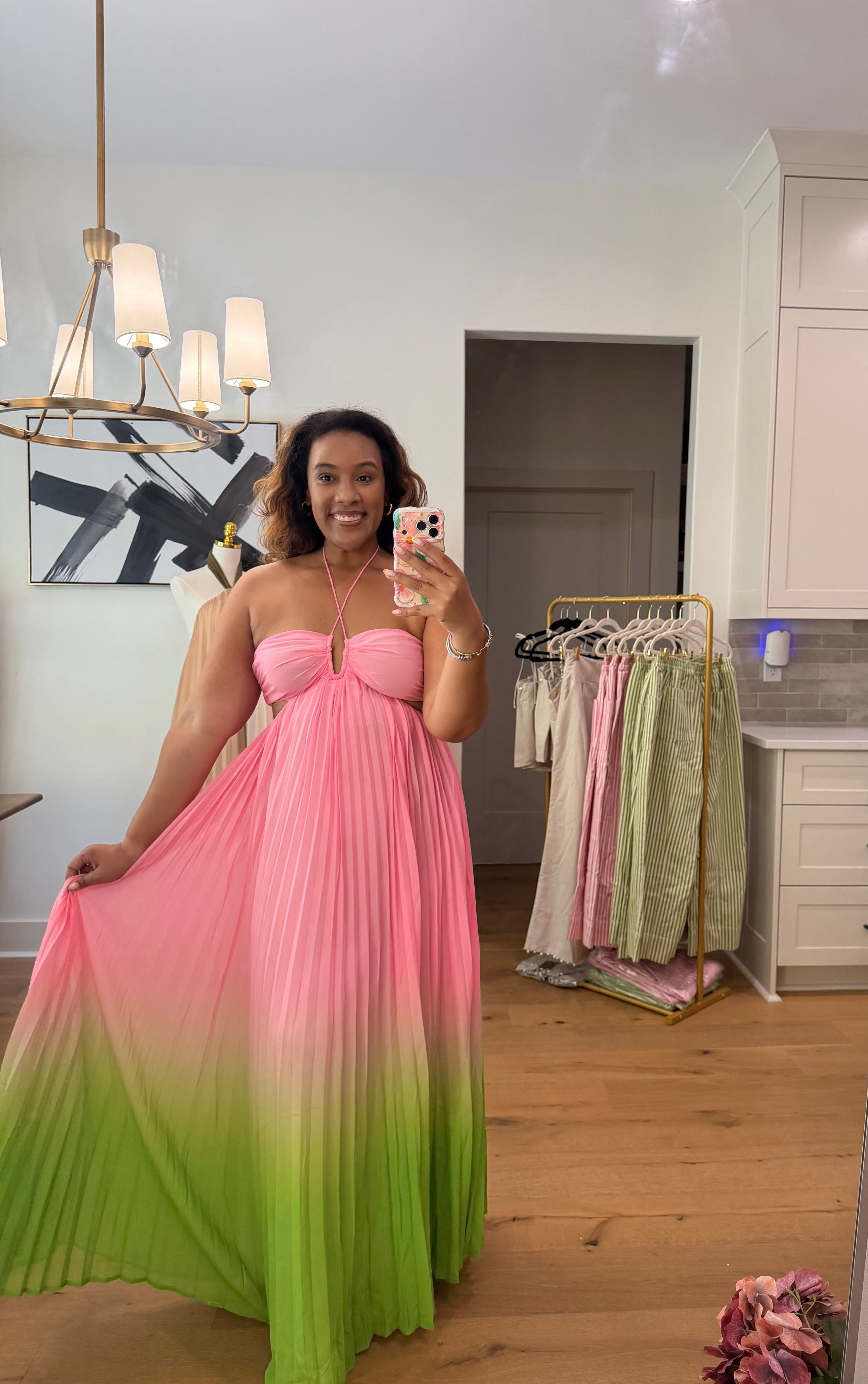 ombre maxi halter dress