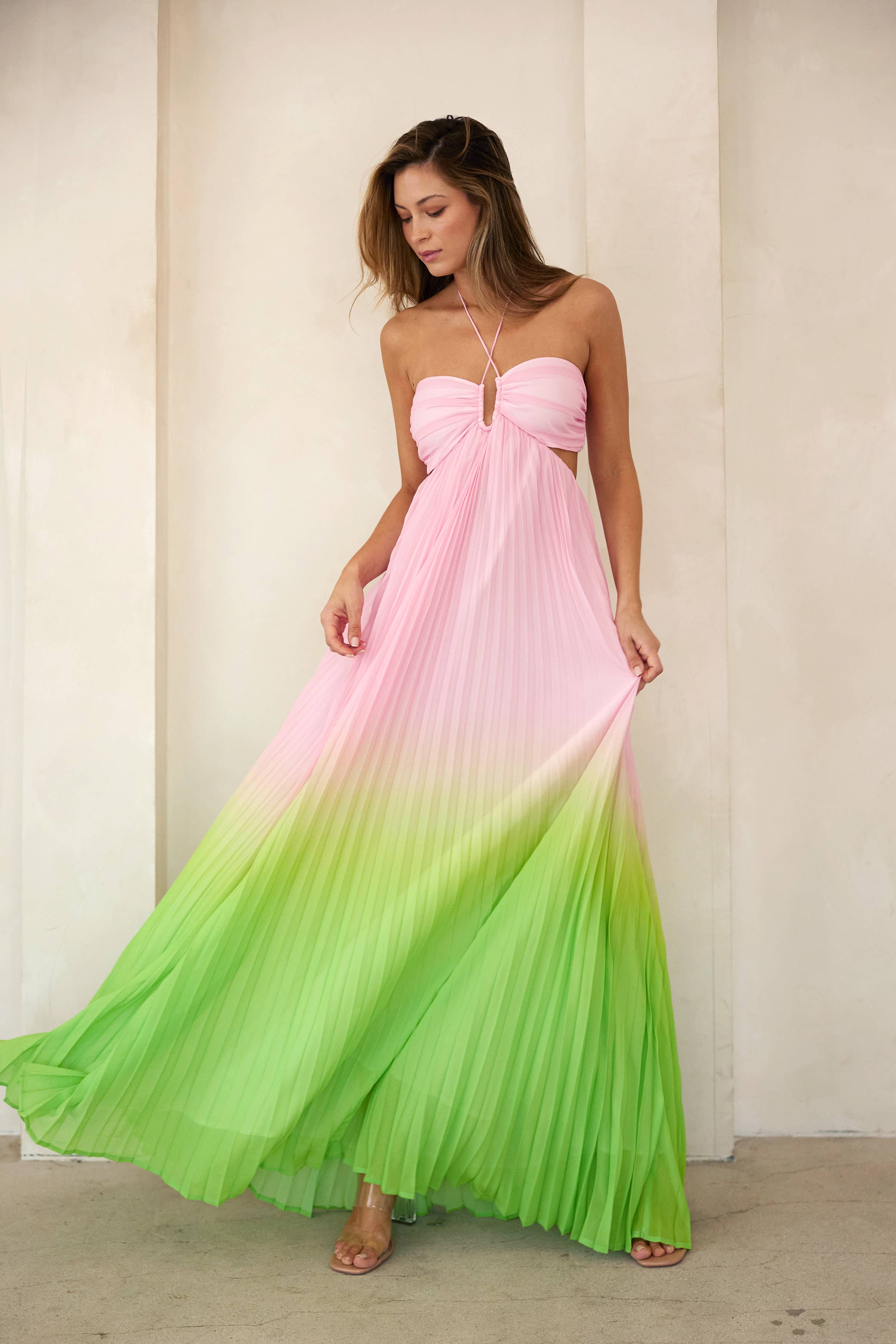 ombre maxi halter dress
