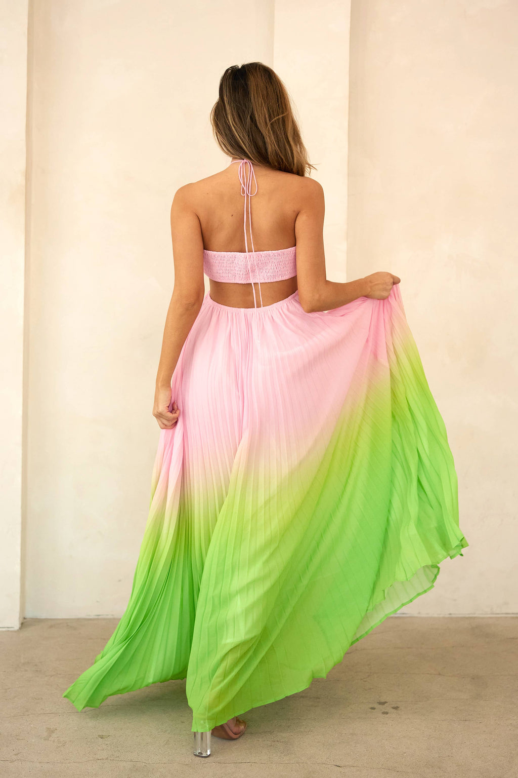 ombre maxi halter dress